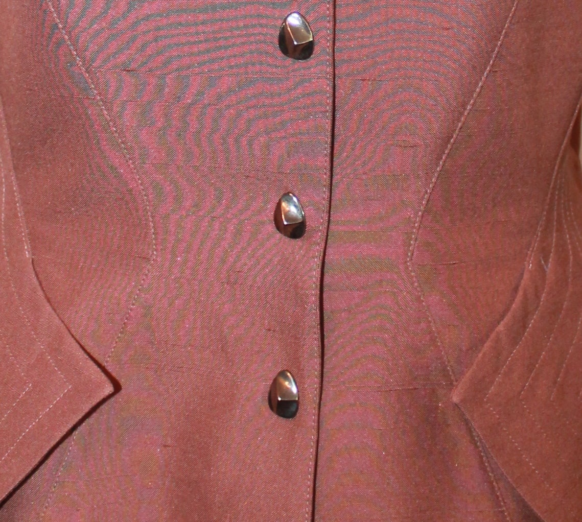 Women's Thierry Mugler 1980's Brown Short Sleeve Skirt Suit - 44