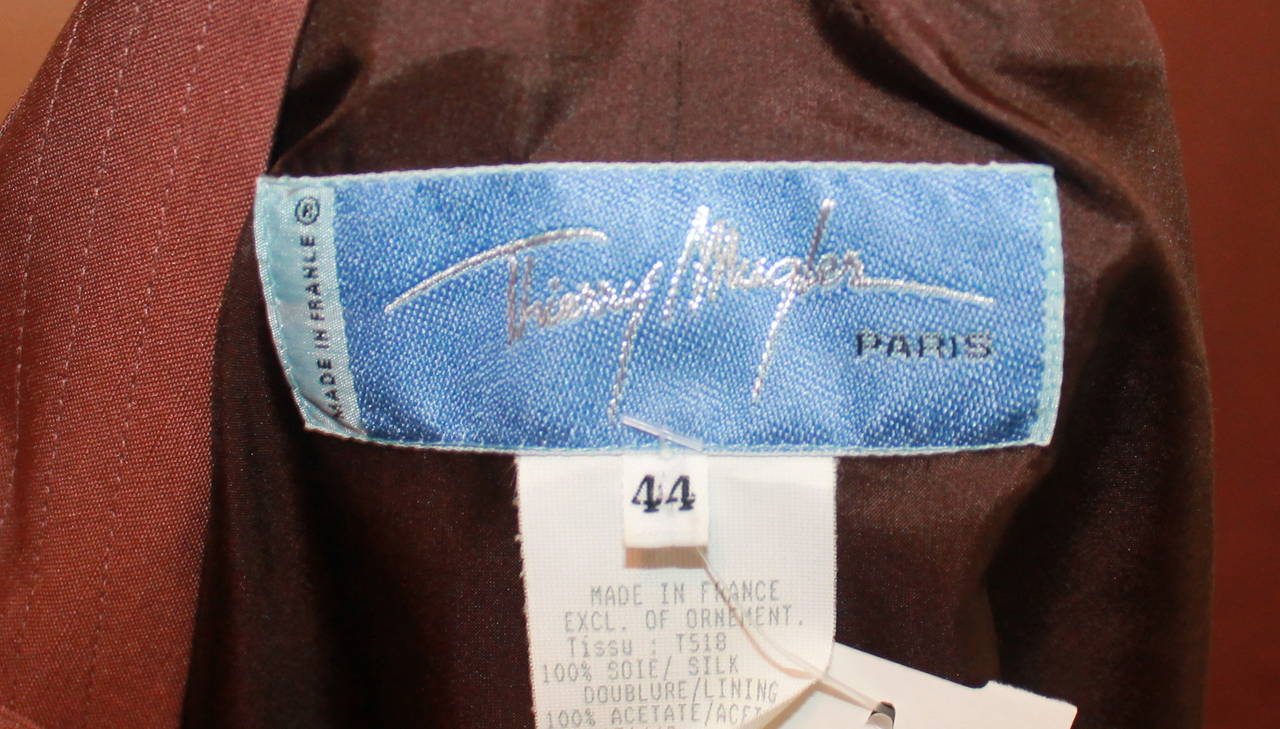 Thierry Mugler 1980's Brown Short Sleeve Skirt Suit - 44 1