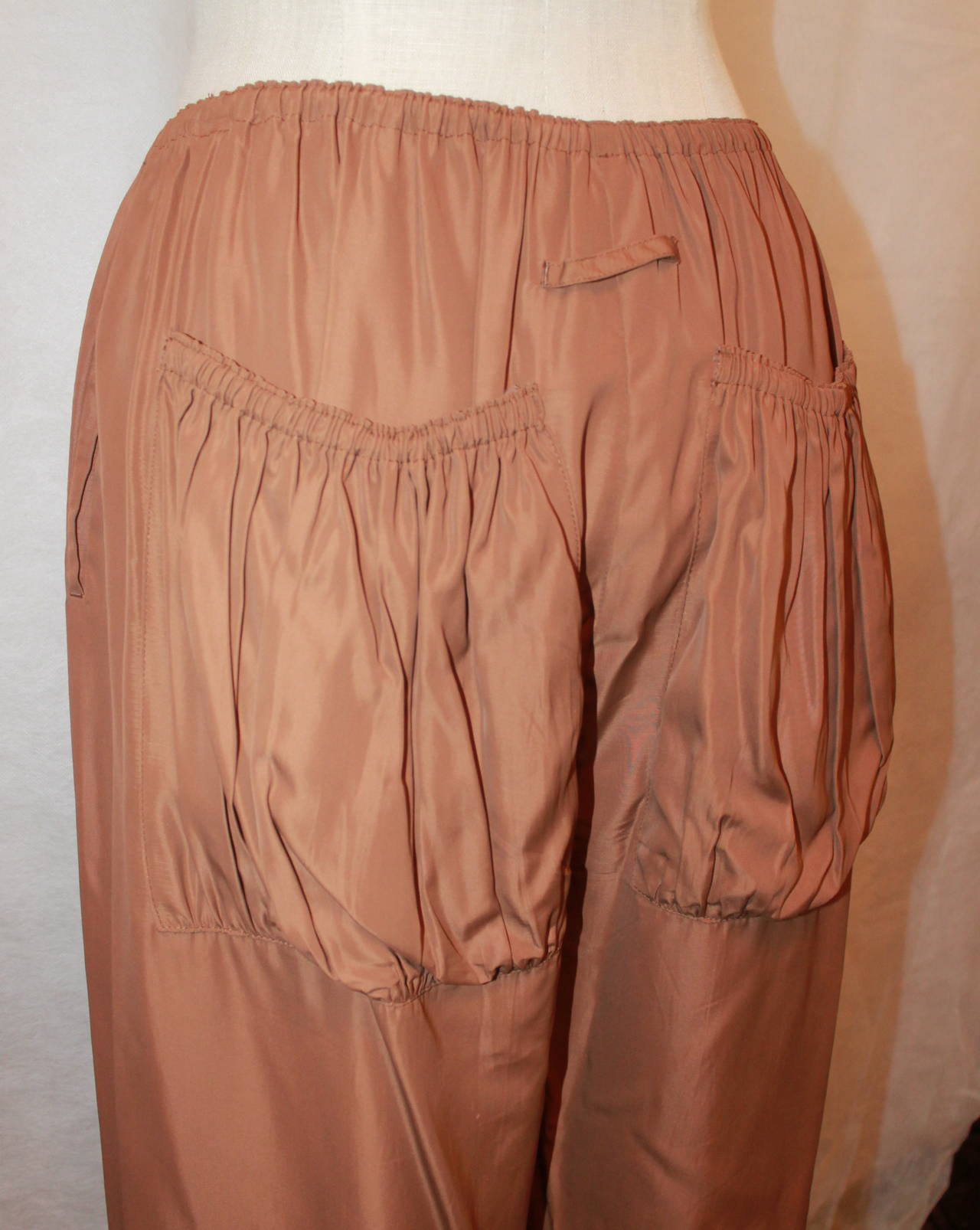 Jean Paul Gaultier 2000s Brown Drawstring Palazzo Pants with Scrunch Pockets - 8 1