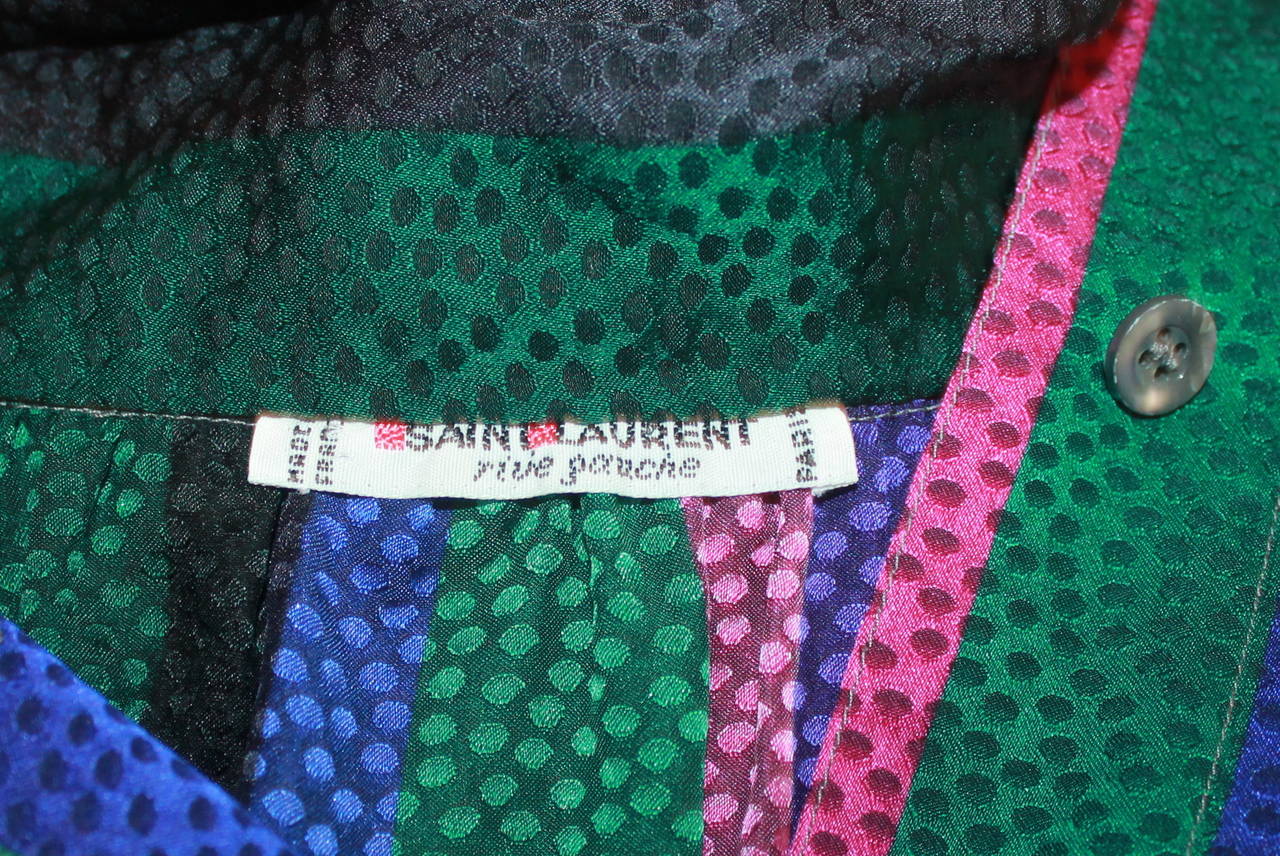 YSL 1960's Vintage Multi-Color Silk Blouse - L 1