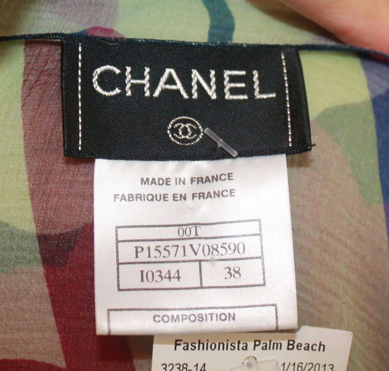 Women's Chanel 2000 Mutli-Color Floral Print Silk Blouse - 38