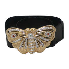Vintage Judith Leiber Gold Butterfly Leather Belt