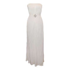 Loris Azzaro Vintage Ivory Silk Pleated Strapless Gown - Circa 70's