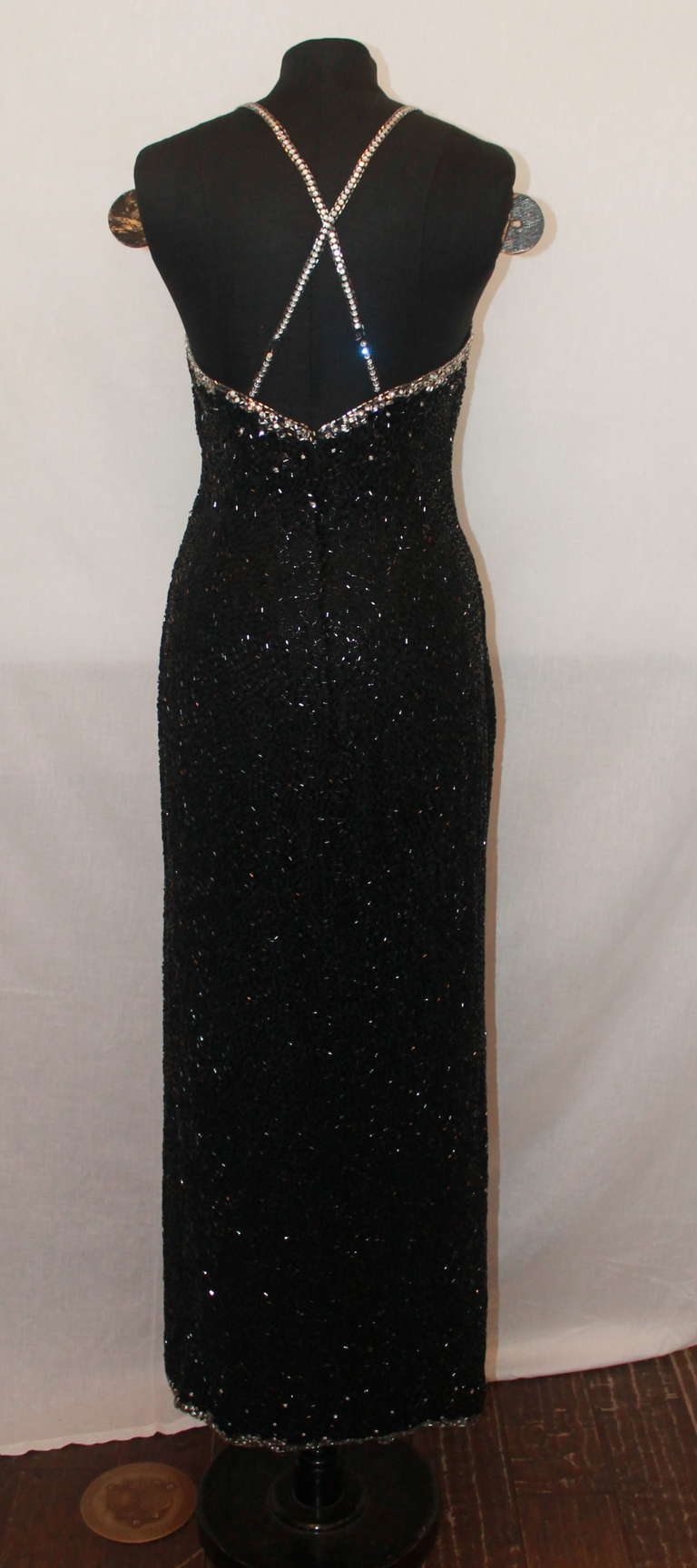 Unknown Vintage Black & Silver Beaded Gown - 6 1