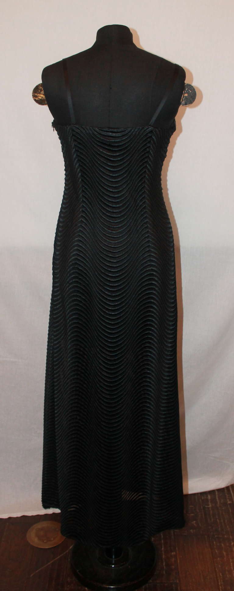 Women's Escada Couture Black Crochet Gown - 36