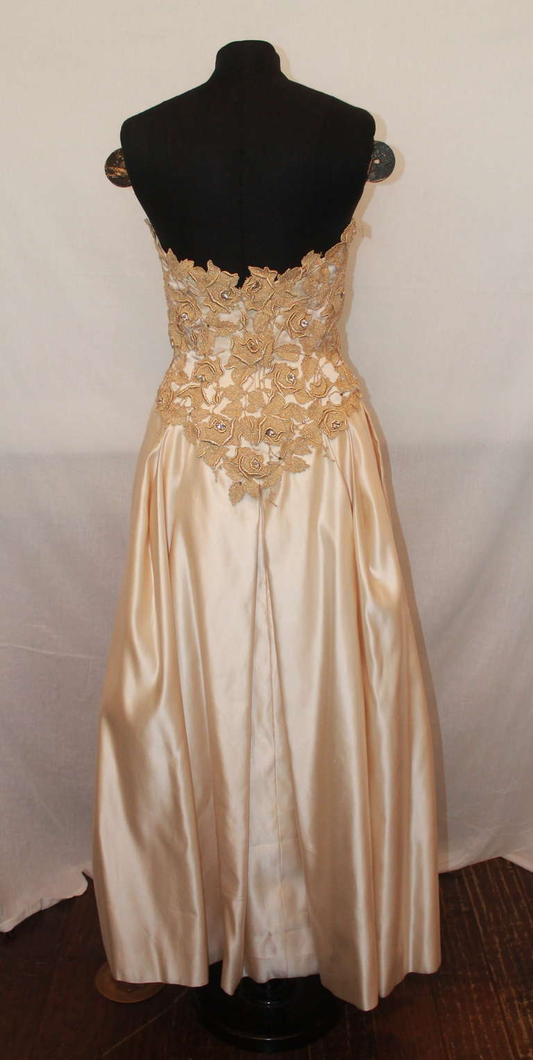 Brown Yoly Munoz Vintage Ivory Embroidered Gown - 8