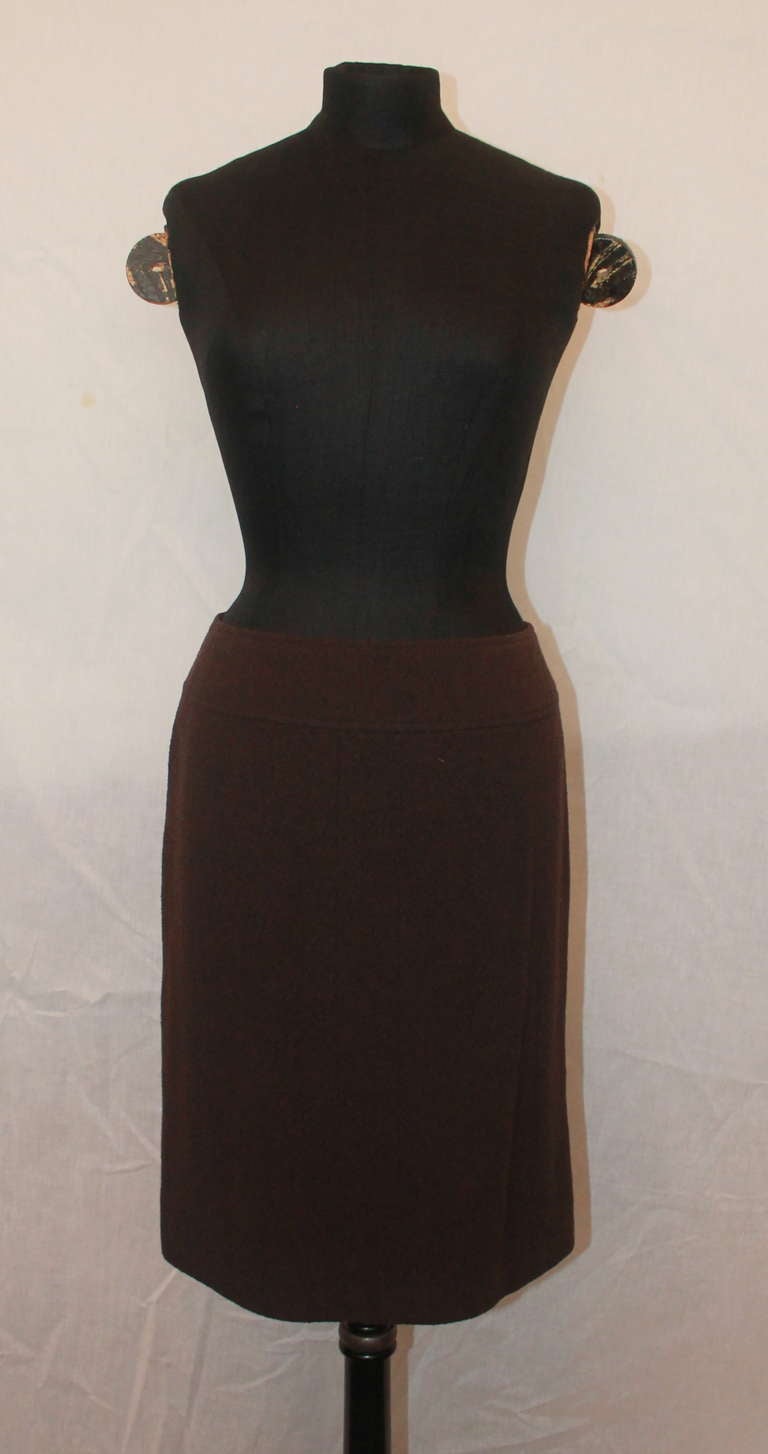 Chanel Chocolate Brown Skirt Suit - 36 1