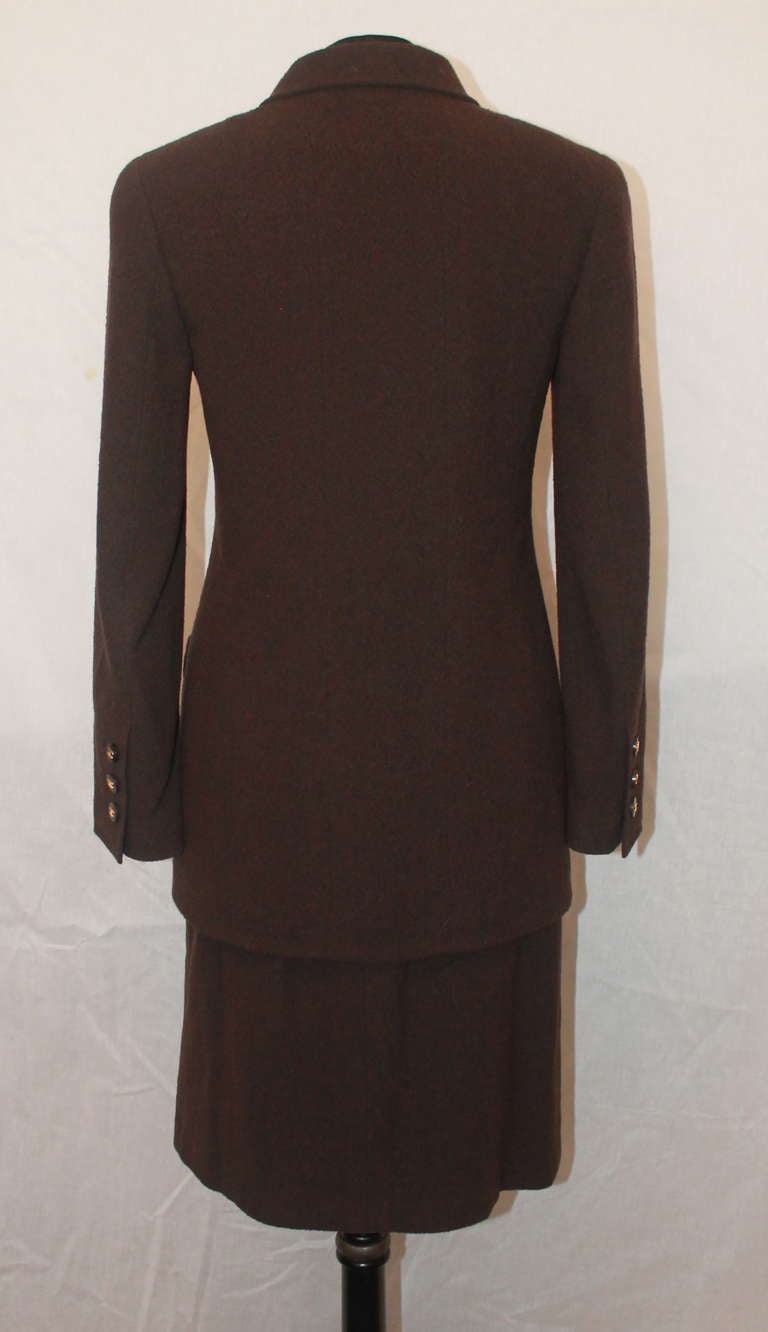 Chanel Chocolate Brown Skirt Suit - 36 In Excellent Condition In West Palm Beach, FL