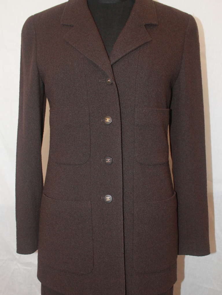 Women's Chanel Chocolate Brown Skirt Suit - 36