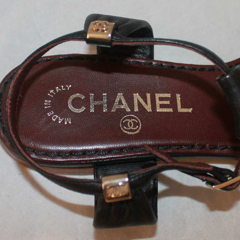 Chanel Black Leather Sandals - 36.5 1