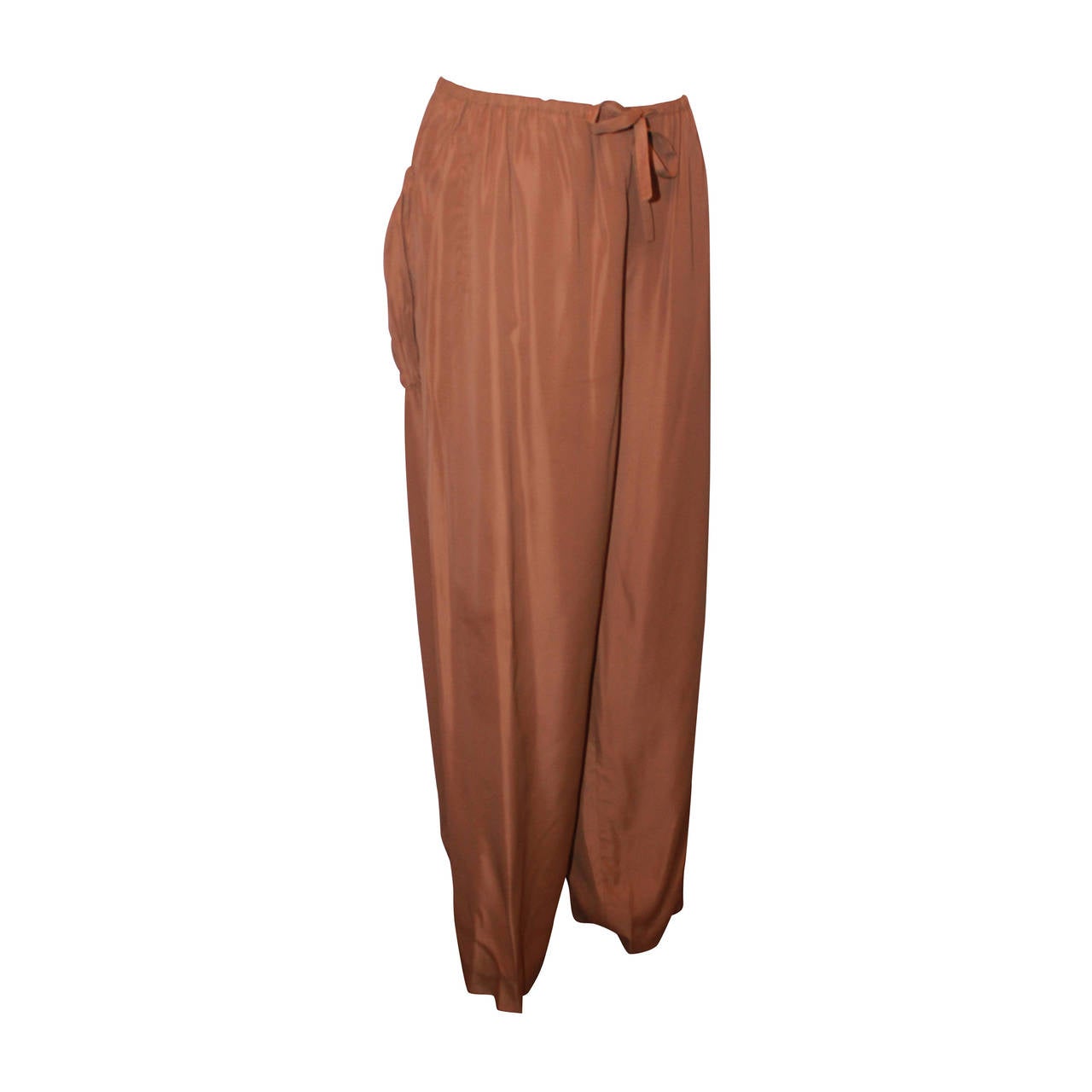 Jean Paul Gaultier 2000s Brown Drawstring Palazzo Pants with Scrunch Pockets - 8