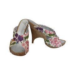 Giuseppe Zanotti Floral Print Rhinestone Wedges - 35 4