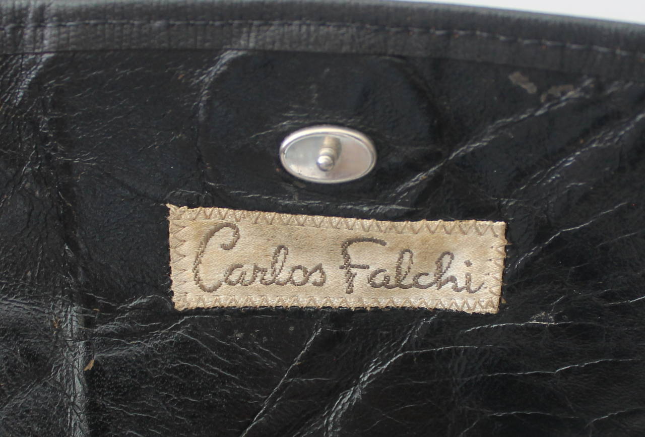 Carlos Falchi 1980's Vintage Dark Brown Lizard & Snake Patchwork Large Clutch 4