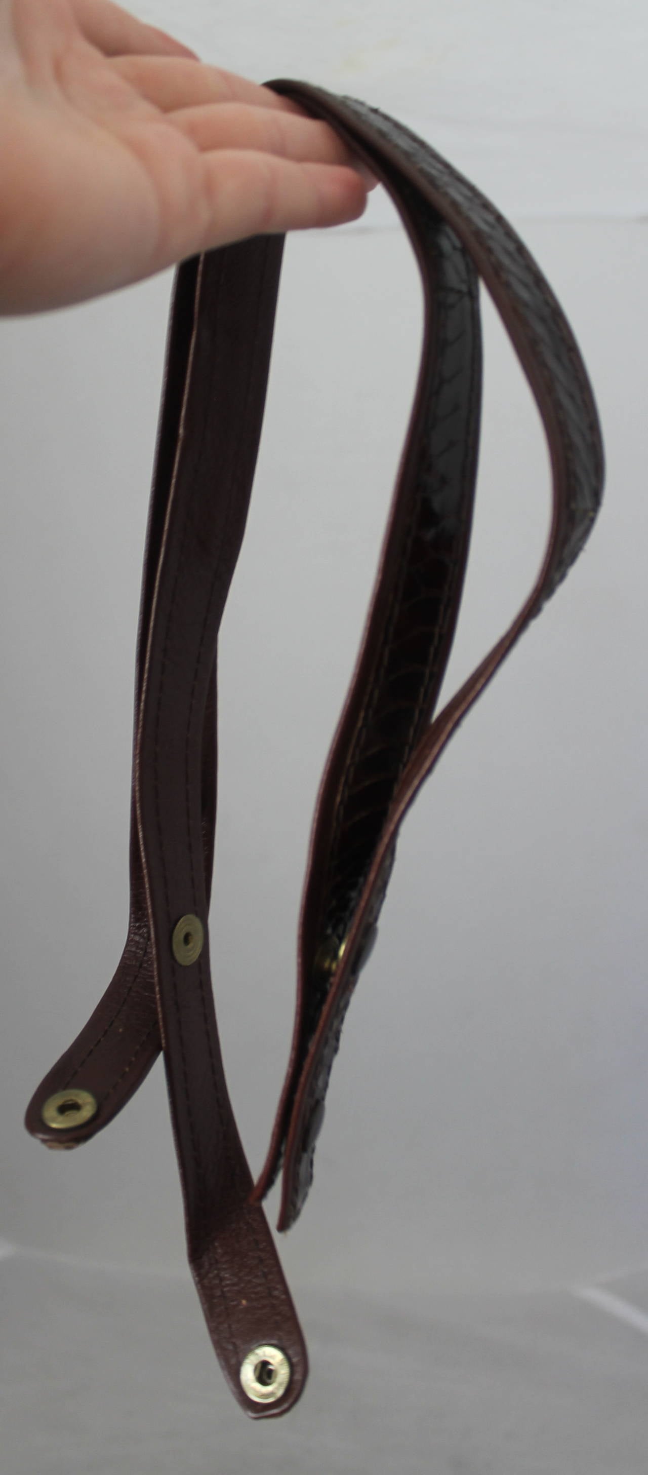 1960s Amipel Brown Snake Skin Top Handle Bag 1