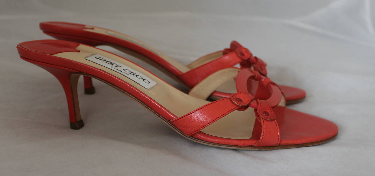 coral low heel sandals