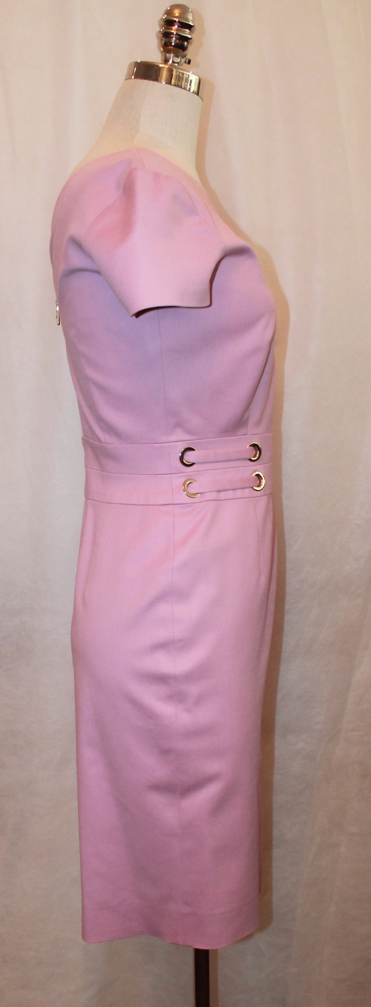 Brown Versace Pink-Lavender Fitted Round-Neck Dress - 4