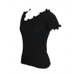 Chanel 1999 Vintage Black Shirt with Small Bow Details - 40