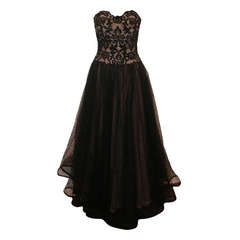 Vintage Martha Phillips Black Sequined Gown - 6