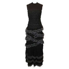 Unknown Black & Silver Lace Gown - 6