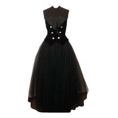 Belville Sassoon Vintage Black Tuxedo Style Gown - 6