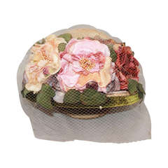 Kokin New York Flower Veiled Hat - circa 1980s 6