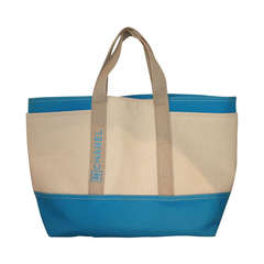 Chanel Cream 
Blue Canvas Tote - Circa 2008