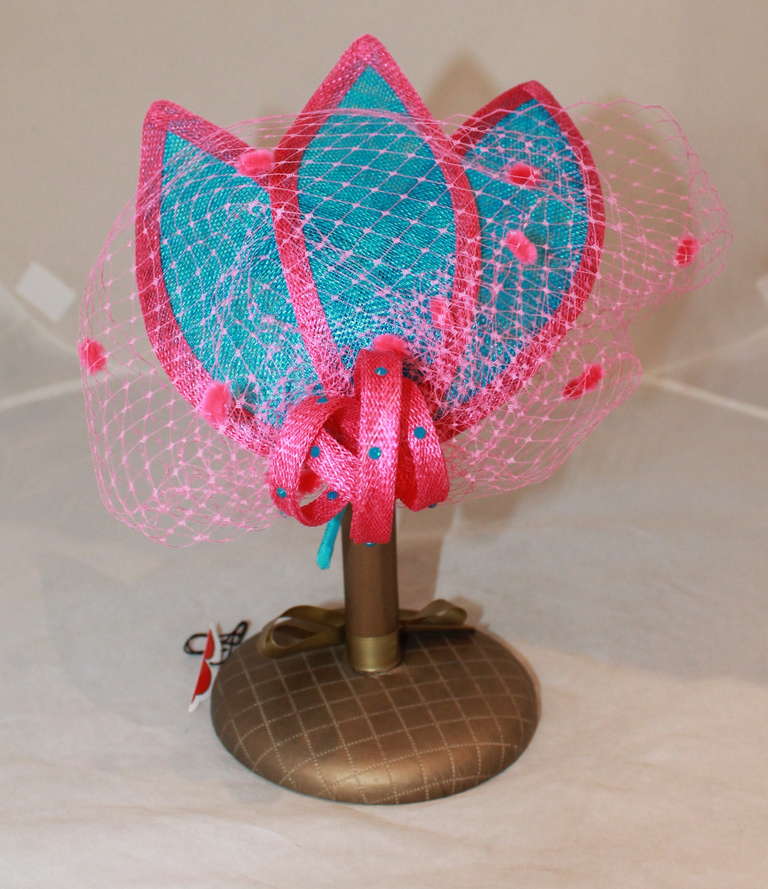 Herald & Heart Pink & Turquoise Fascinator Hat