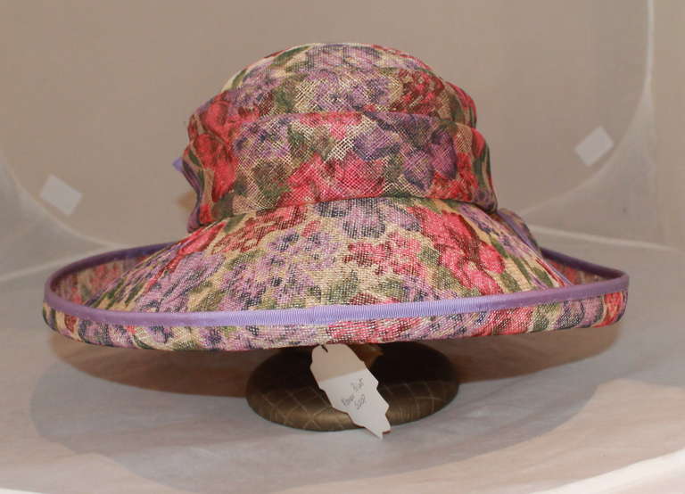 Herald & Heart Floral Print Sloop Style Hat In New Condition In West Palm Beach, FL