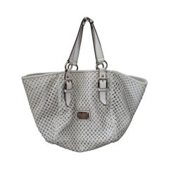 Dolce & Gabbana White Perforated Leather Shoulder Bag