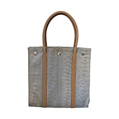 Prada Silver Snakeskin & Beige Leather Handbag