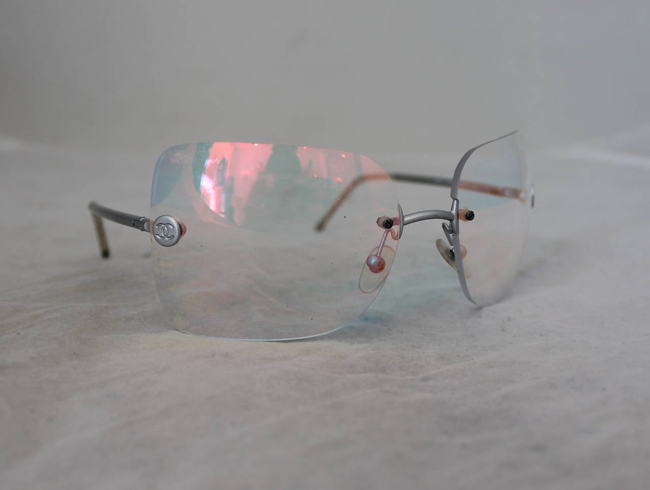 2000s Chanel Iridescent Lens Glasses with Thin Silver Arms. In Excellent Condition.

Measurements:
Front: 5.75 