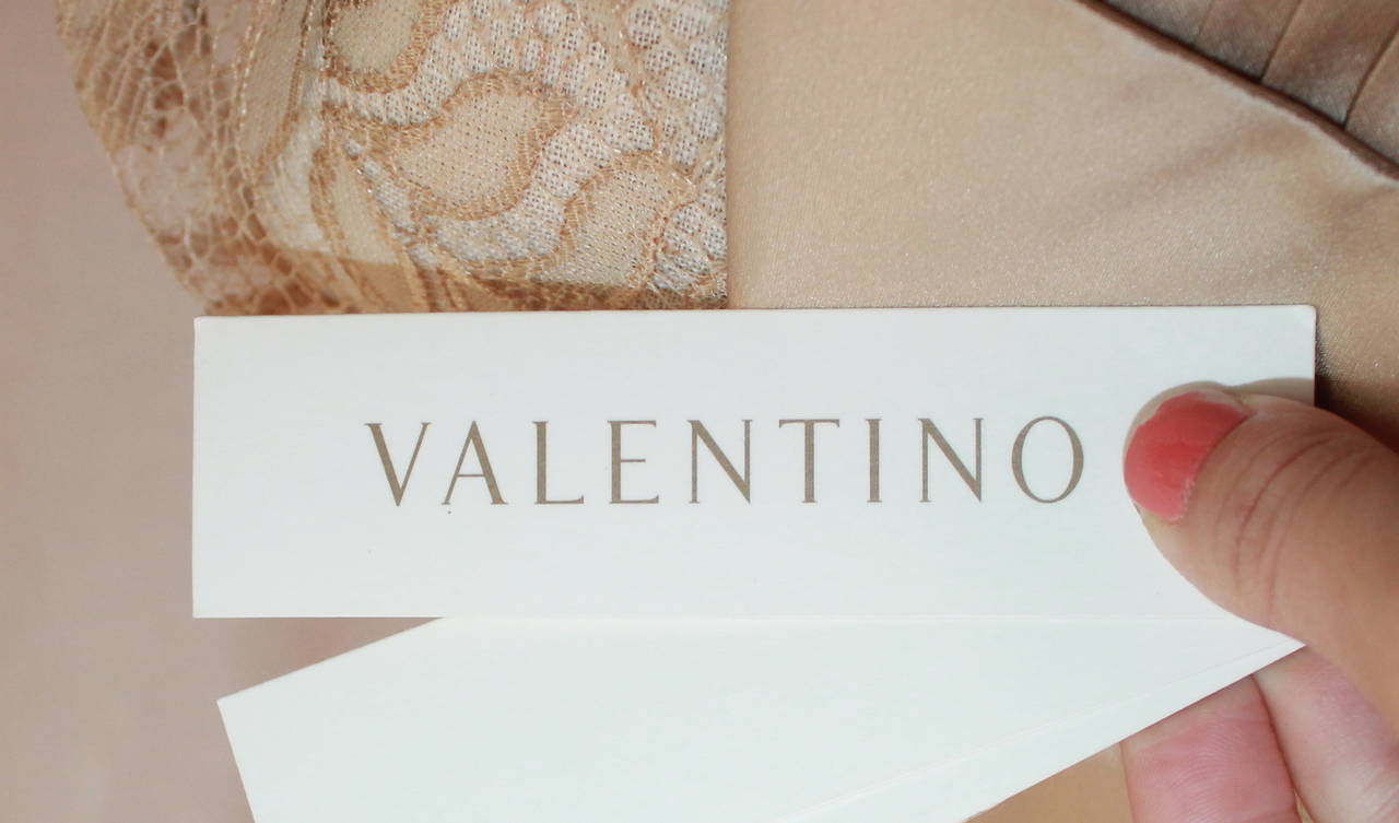 Valentino Beige Silk and Lace Long Sleeve Shirt - 10 1