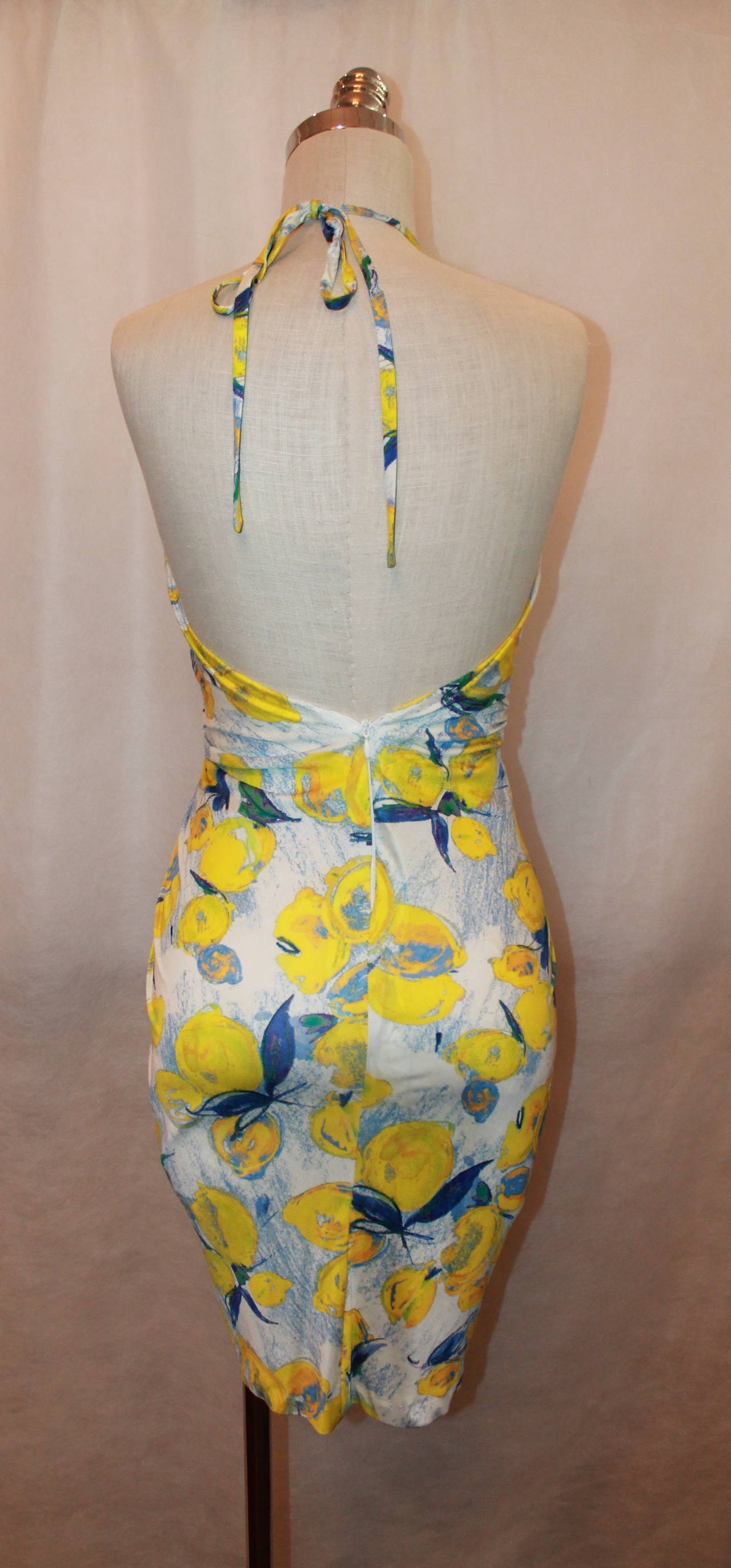 Blumarine Multi Color Print Halter Dress - S In Excellent Condition In West Palm Beach, FL