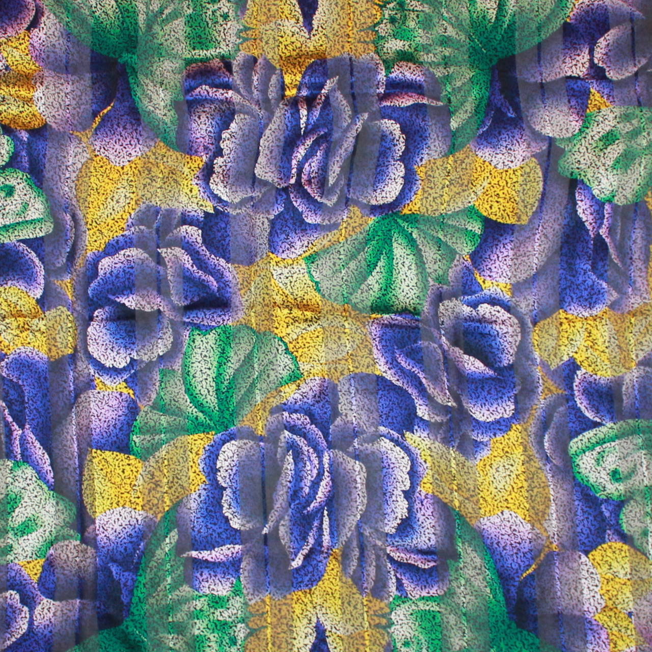 Gray Emanuel Ungaro Green, Purple & Yellow Floral Silk Shawl