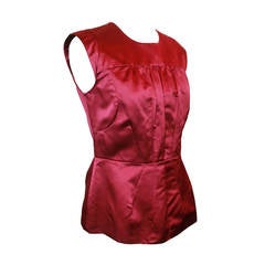 Prada Cherry Red Sleeveless Peplum Top - 44