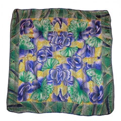 Emanuel Ungaro Green, Purple & Yellow Floral Silk Shawl