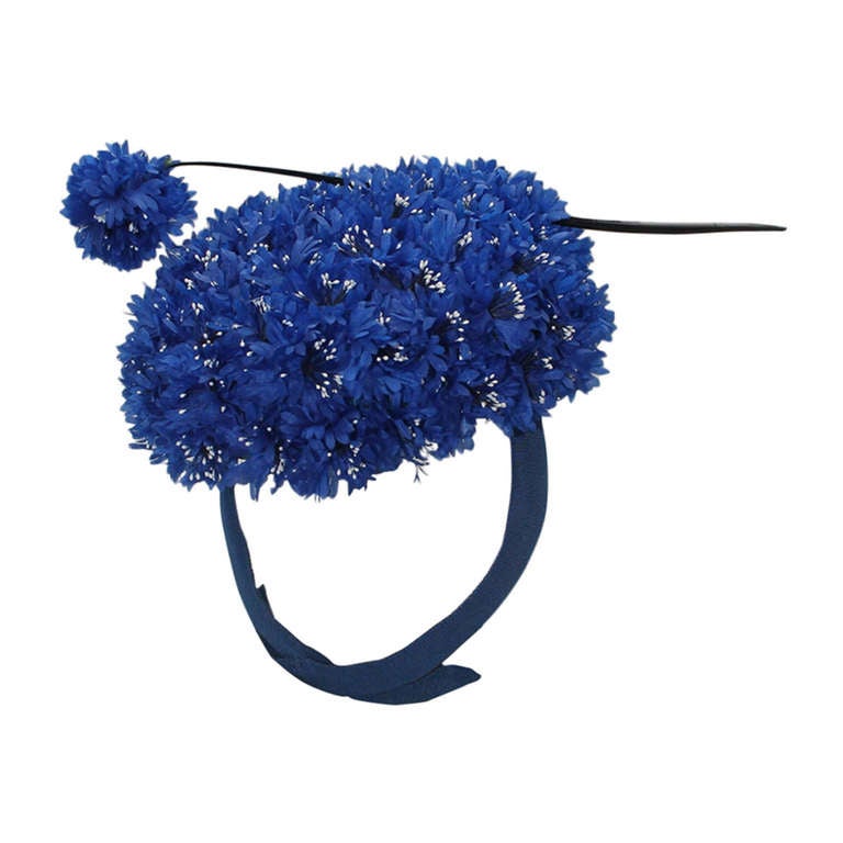 Philip Somerville Vintage Blue Pill-Box Flowered Hat