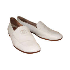 Vintage Chanel White Loafers - 36