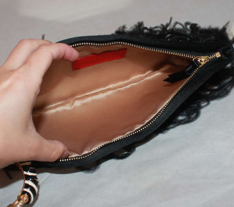 Valentino Black Ostrich Feather Clutch 1