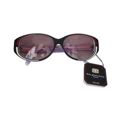 Retro 1970s Balenciaga Black and Red Sunglasses