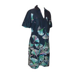 Used Lilly Pulitzer Navy Floral Print Dress - 6
