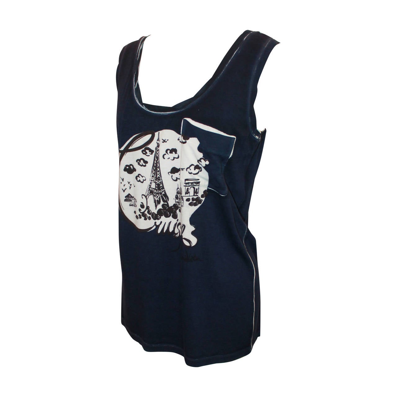 Louis Vuitton 2012 Resort Navy Paris Motif Tank with Pocket - M