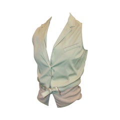 Brunello Cucinelli Pastel Green & Beige Linen Blouse - S