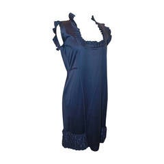 Valentino Navy Ruffle Cotton Dress - 8