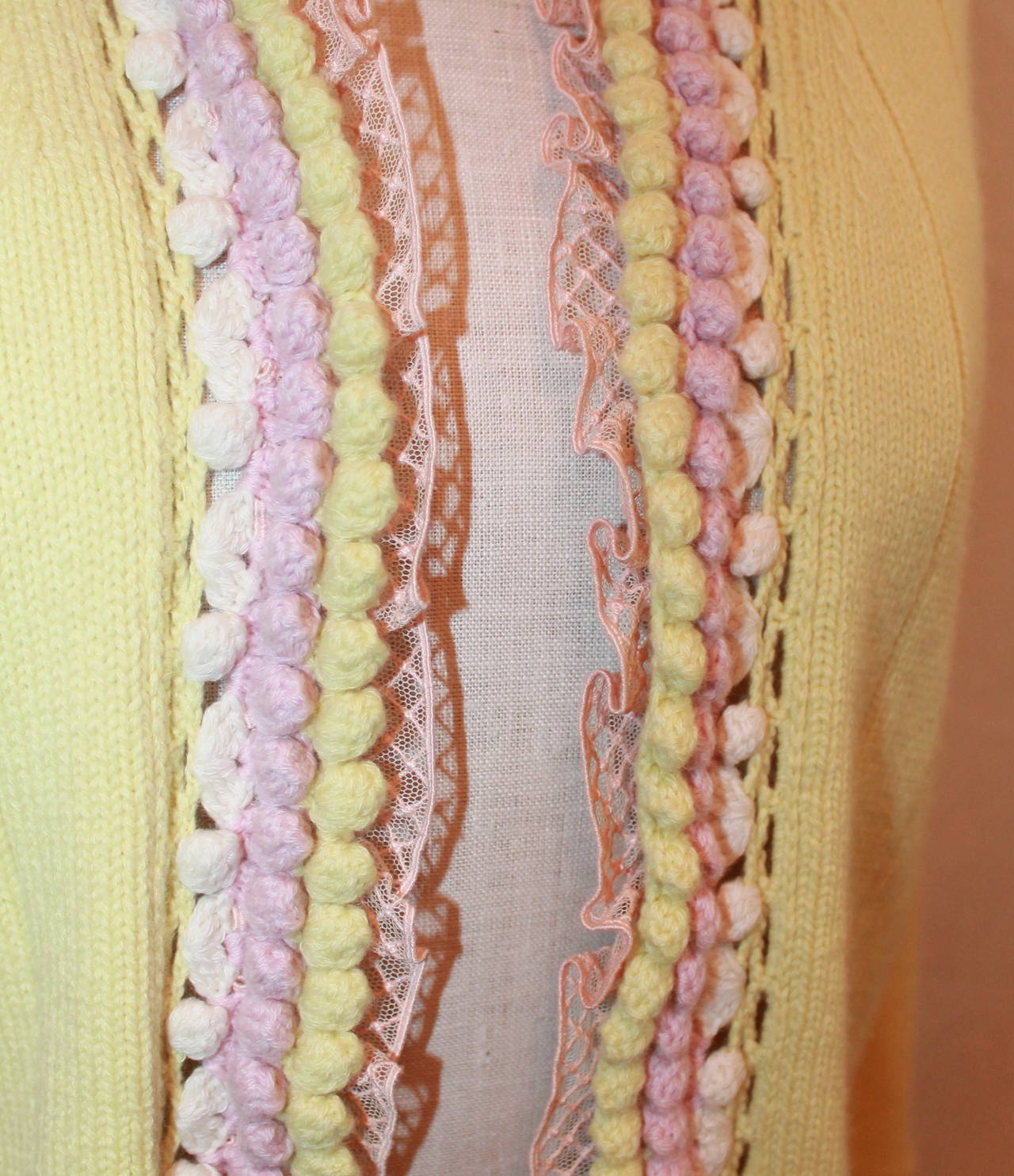 Brown Chanel 2004 Yellow & Pink Cashmere Cardigan - 38