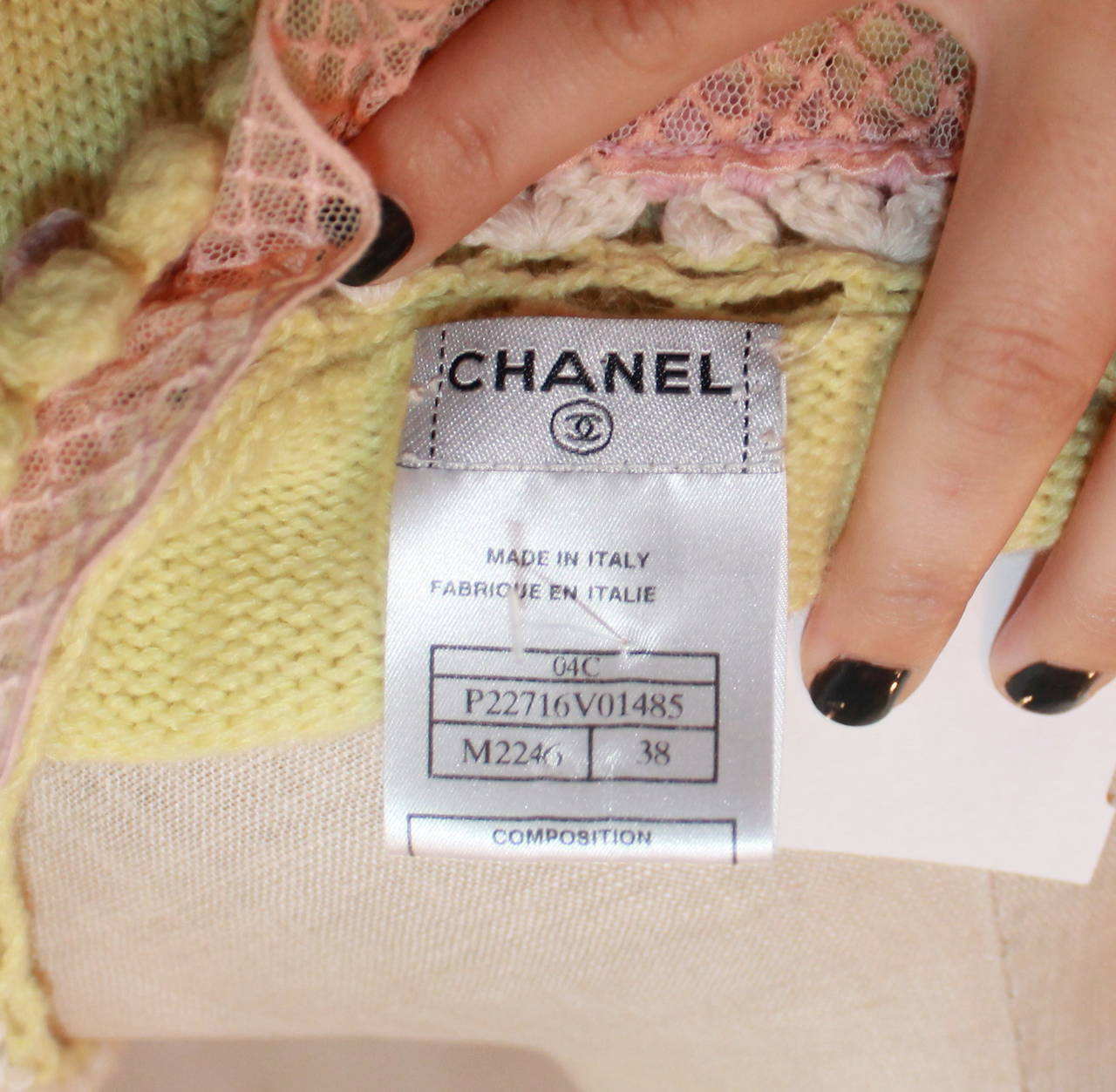 Chanel 2004 Yellow & Pink Cashmere Cardigan - 38 1