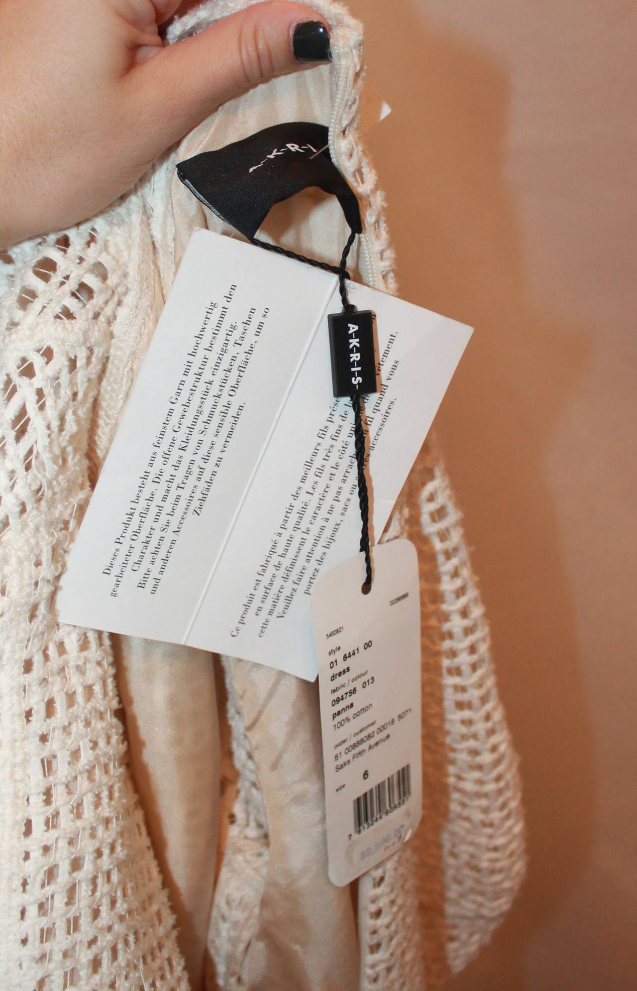Akris Ivory Crochet Sleeve Dress NWT - 6 - rt $2, 990 1