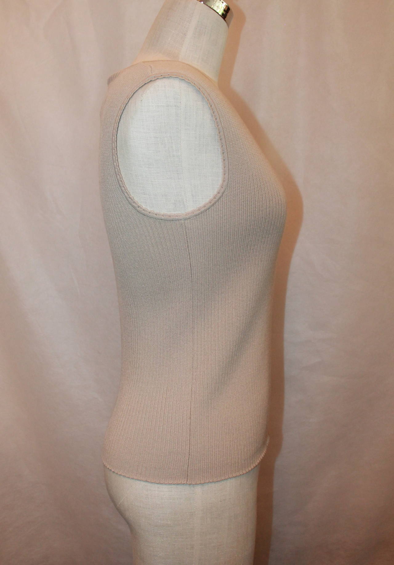 Chanel 1999 Vintage Tan Knit Sleeveless Top with 