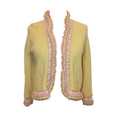 Chanel 2004 Yellow & Pink Cashmere Cardigan - 38