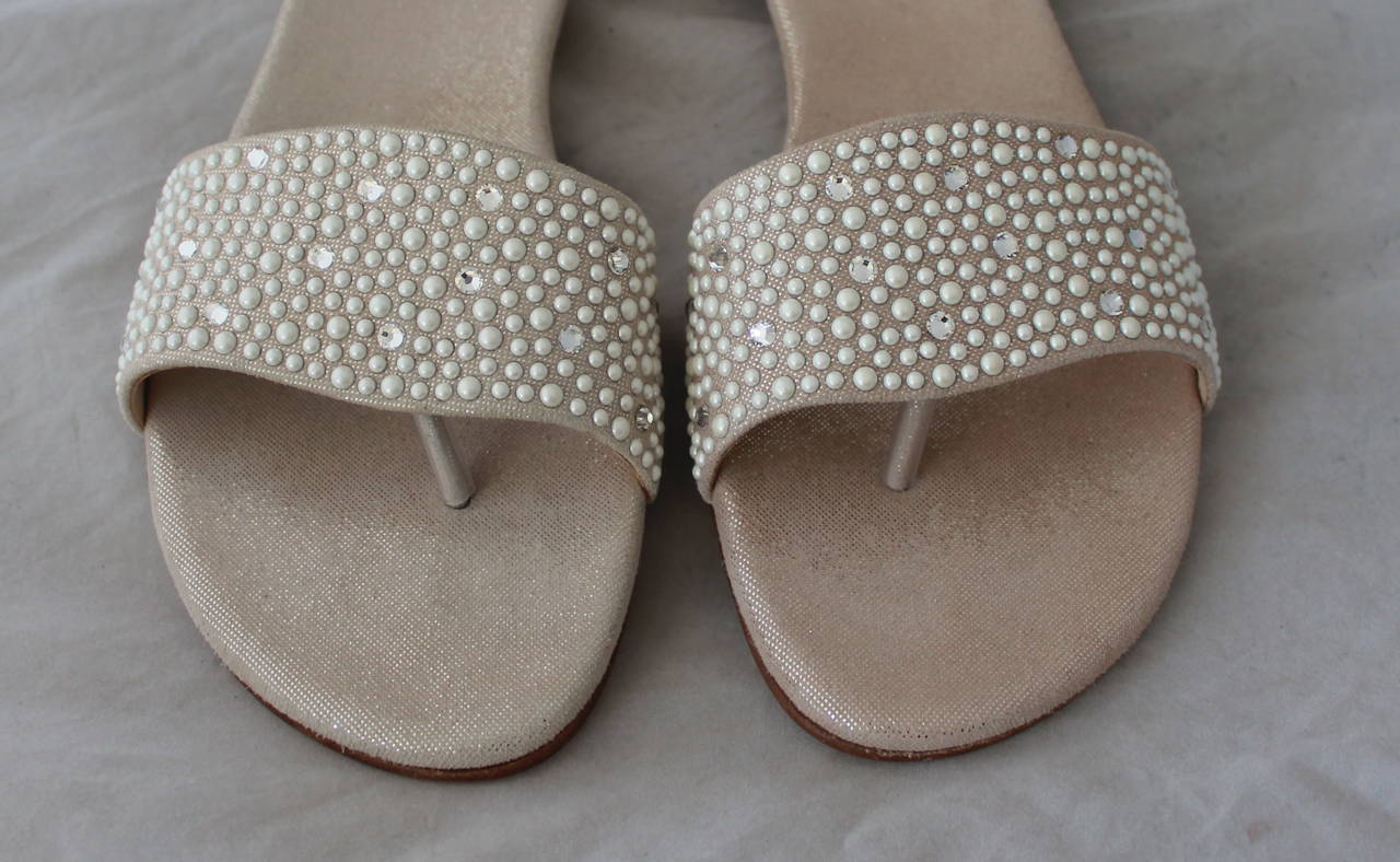 pearl and rhinestone sandals